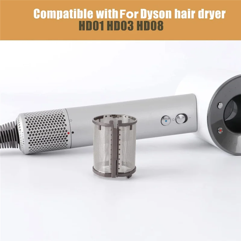 ABUS-Jaring Filter Bagian Dalam untuk Pengering Rambut Supersonik Dyson HD01 HD03 HD08 Model Suku Cadang Penutup Saringan Jaring Bawaan Logam