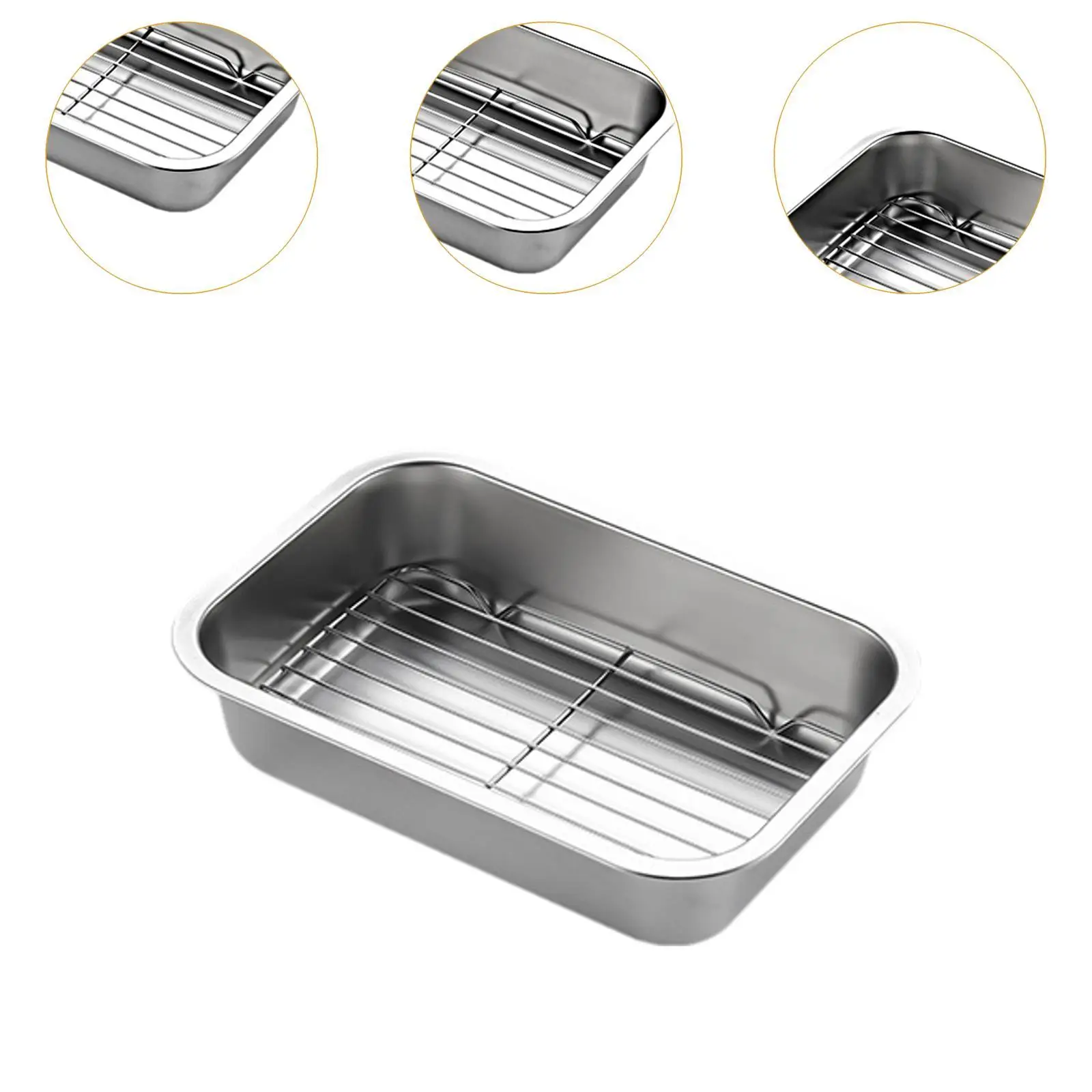 Baking Pan Toaster Pan with Wire Rack Plate Rectangle Bread Pans Cookie Pan Cooling Rack for Home Kitchen Restaurant