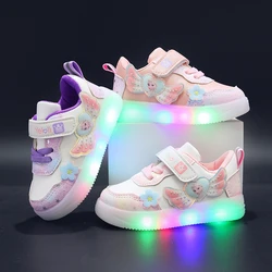 Kids Sneakers Boys Girls Cartoon Frozen Elsa Breathable Led Light Shoes Children Baby Toddler Spring Autumn Casual Sport Shoes