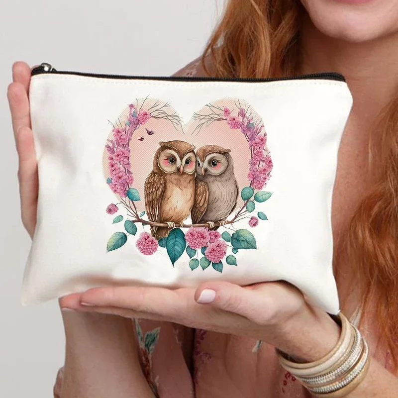 Owl's Love Make Up Bag Cosmetiquera Makeup Products Bags for Girls School Pencil Case Square Bag Travel Toiletry Bag Beauty Case