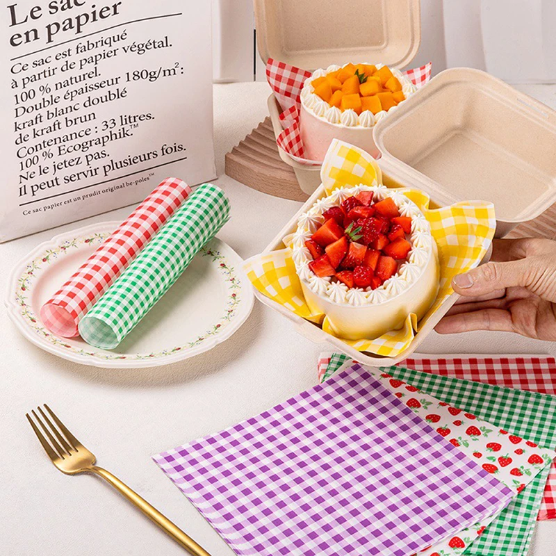 ★▲100Pcs Greaseproof Paper Liners Sandwich Wrapping Paper 7 Colors Wax Paper Sheets For BBQ Picnic Festival Party Fast Food