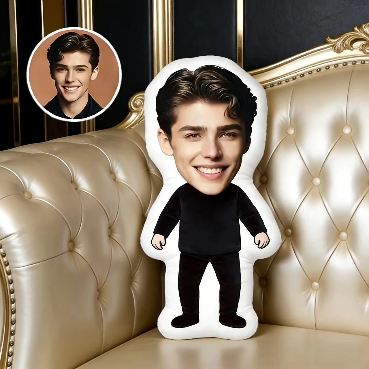 A customized pillow, customized personalized photo pillow. Funny Guy's Unique Surprise Gift: Double sided 3D Printing Technology