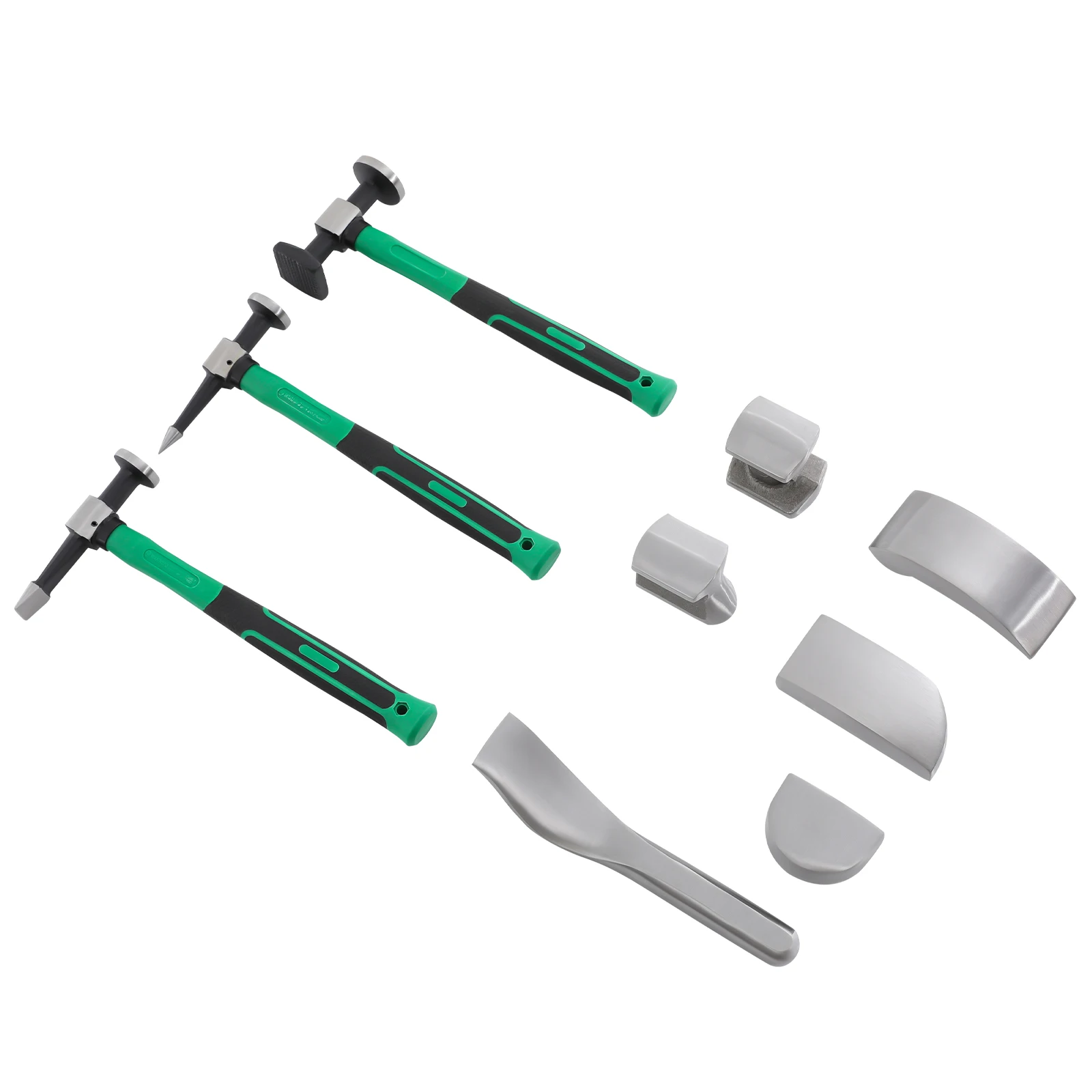 9PCS Auto Körper Dent Reparatur Tool Kit Grün Griff Metall Hammer Set DIY Blech Reparatur Werkzeuge für auto Dellen – Detail 15