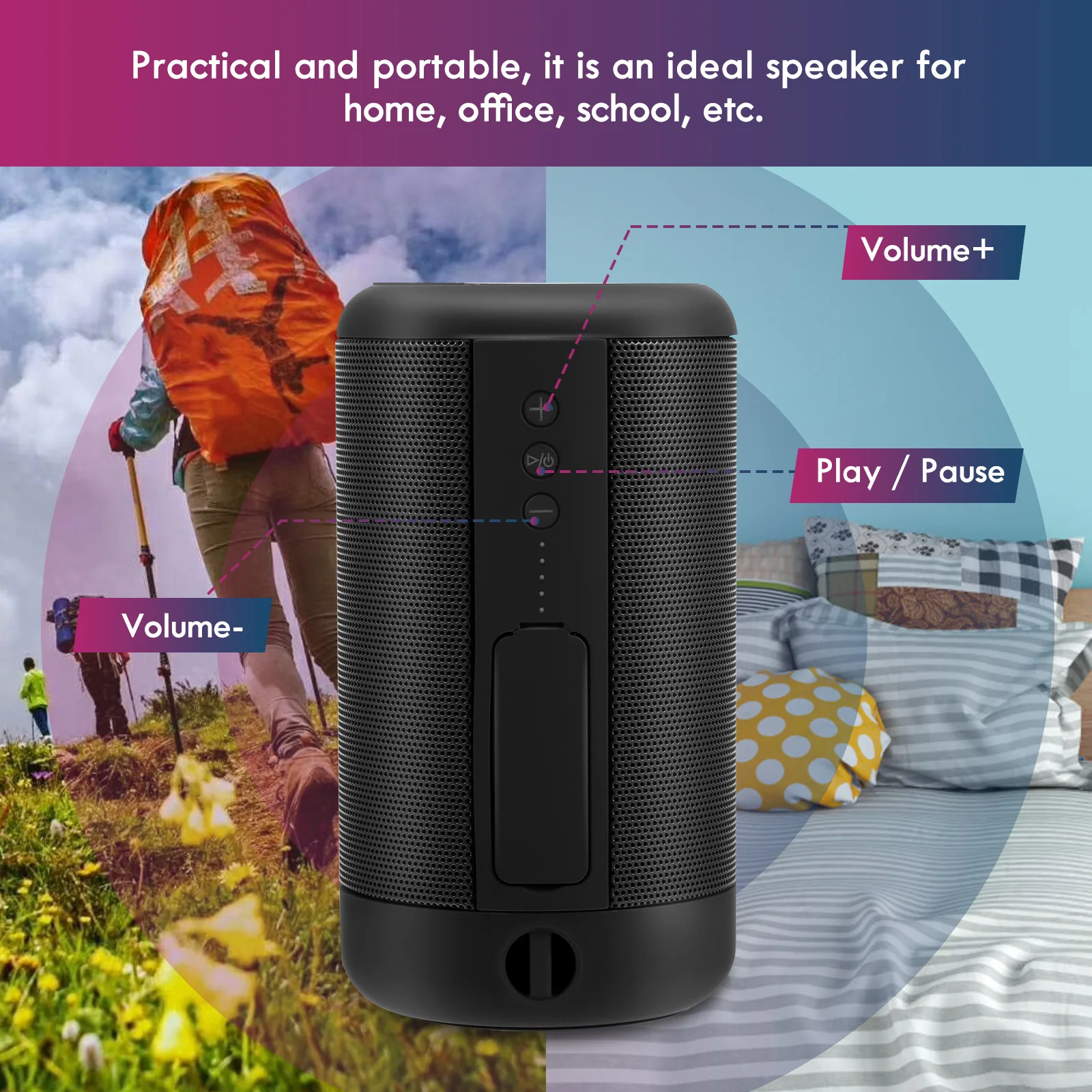 1 قطعة مكبر صوت لاسلكي عالي الطاقة مدمج ومكبر صوت مزدوج تصميم صوت قوي للمنزل والمكتب صندوق مكبر صوت خارجي لسطح المكتب USB