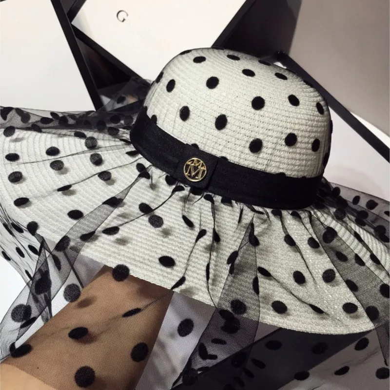 Elegant goddess hats new mesh wide-brimmed women's vacation