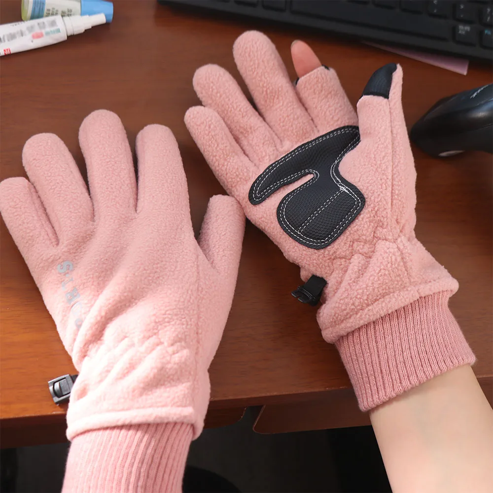 

Fashion 2 Fingers Flip Fleece Gloves Keep Warm Korean Style Winter Warm Gloves Touchscreen Windproof Full Finger Mittens Ski