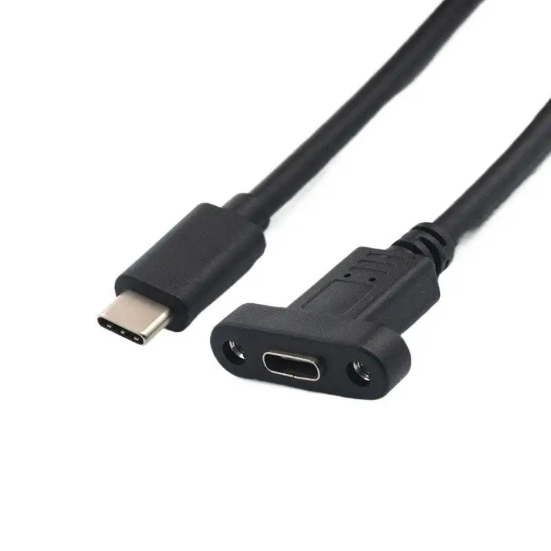 USB 3.1 Type-C Panel Mount Extension Cable Locking Male Female Connector for Automotive Equipment Modification