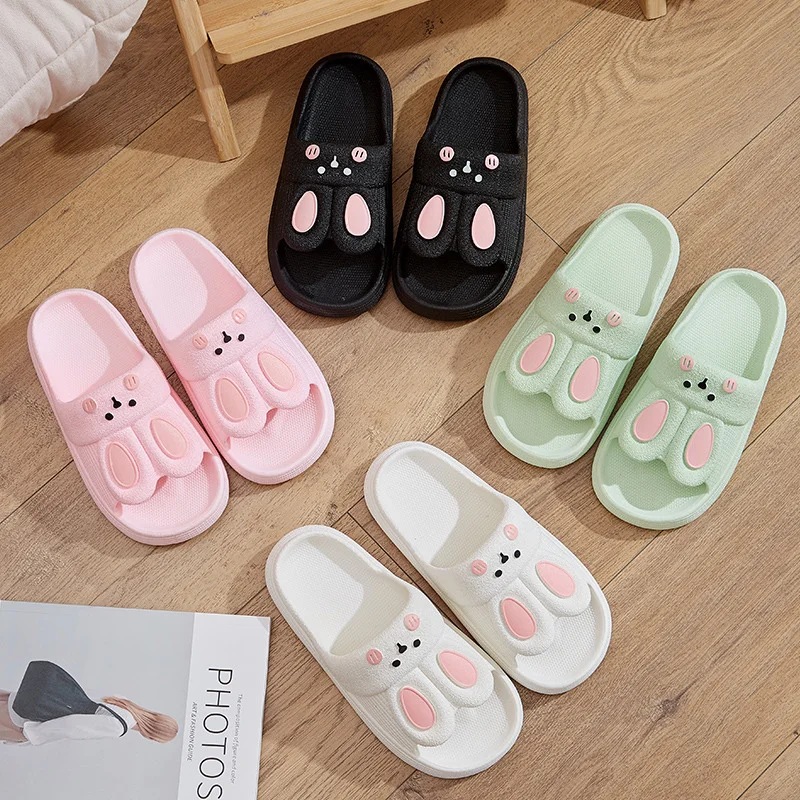 2023 New Slippers Women's Thick Soles Summer Indoor Cute Rabbit Indoor Outdoor Women Slipper Flip Flops Sandals