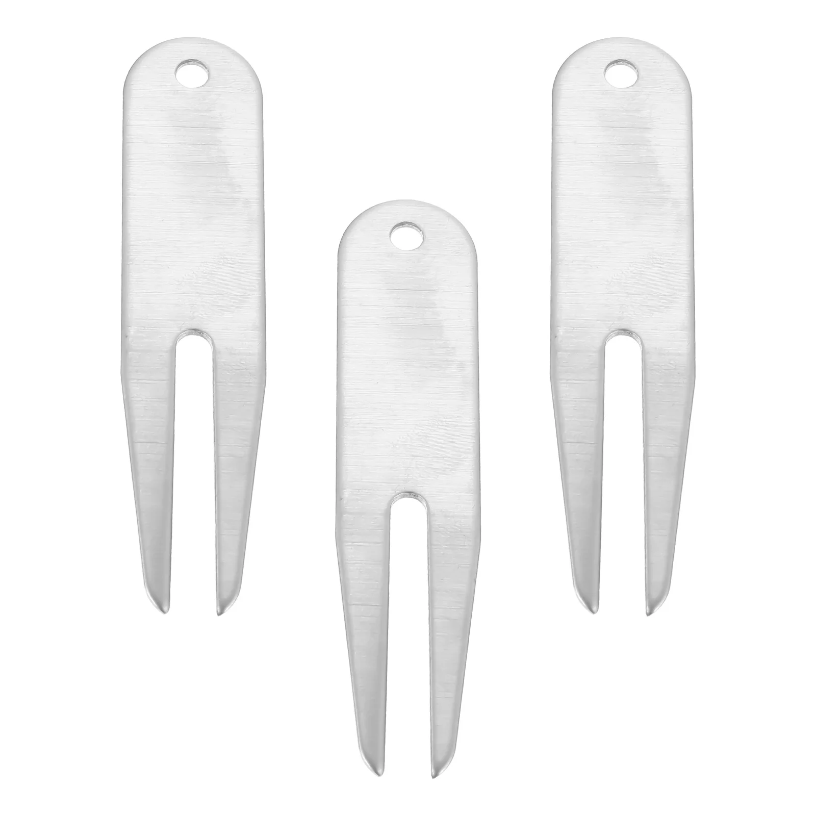 3個入りメタルゴルフディボットツール、ボールマーカー付き、コンパクトな修復フォーク、芝生のダメージ修復、コースメンテナンスキット