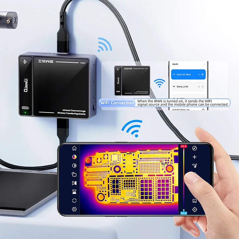 Imagem -03 - Qianli-exibição de Transmissão de Imagem Térmica Infravermelha no Telefone Módulo de Transferência sem Fio Imagem Wifi em Tempo Real Irw6