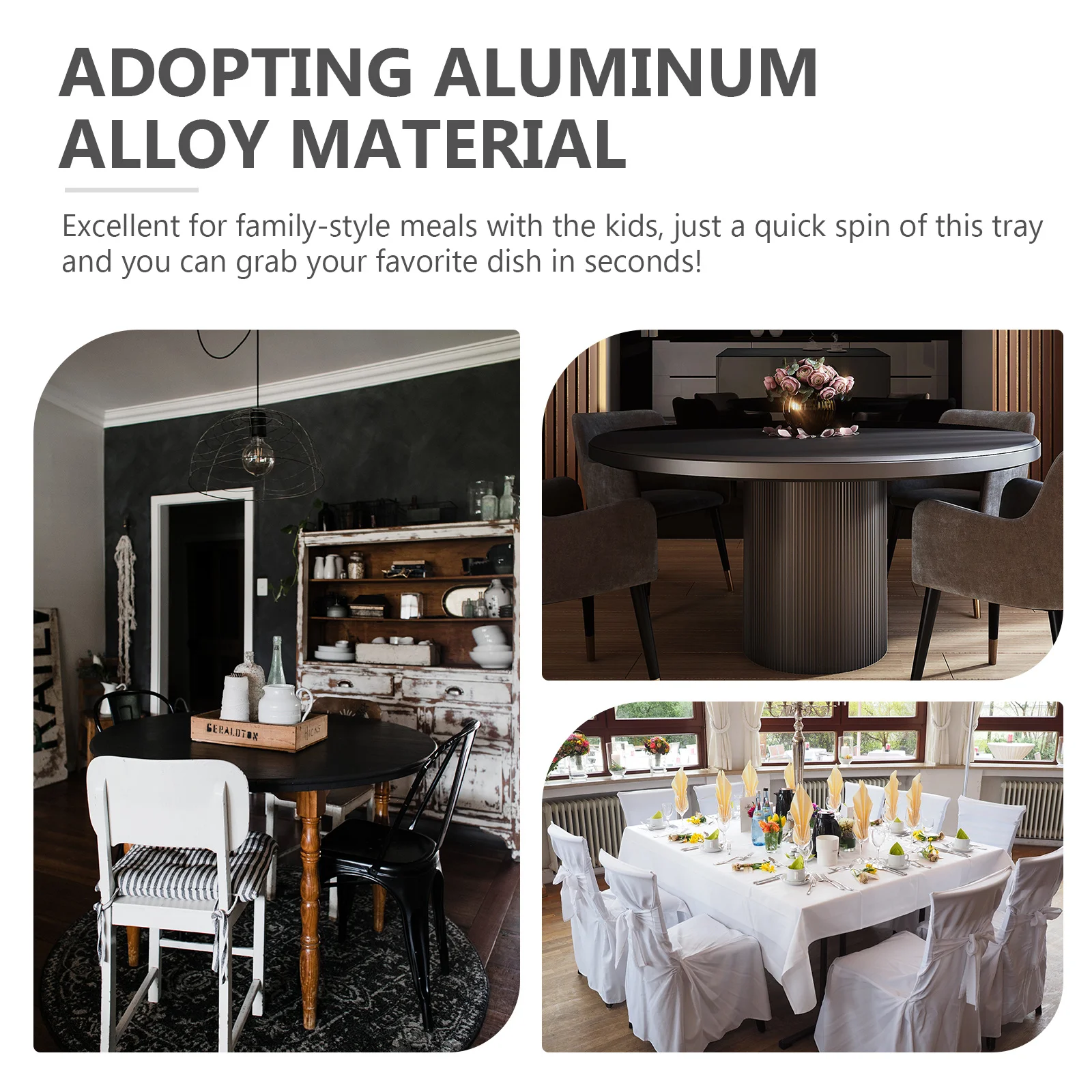 

Dining Table Turntable Aluminum Alloy Round Swivel Plate Smooth Rotation Household Turntable Base for Meals