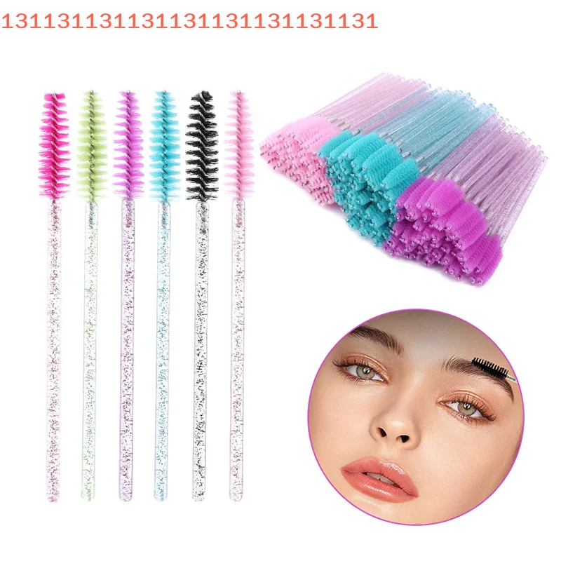 Peine desechable de cristal para pestañas, 50/100 Uds., extensión de pestañas, varitas para rímel, maquillaje profesional, herramienta de belleza