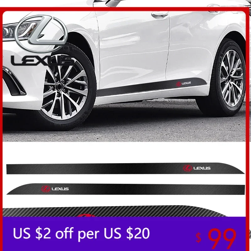 

Interior Mouldings 2pcs/set Car Door Side Skirt Sill Stripe Carbon Decals Accessories For Lexus ES300 RX330 RX300 GS300 IS250 IS