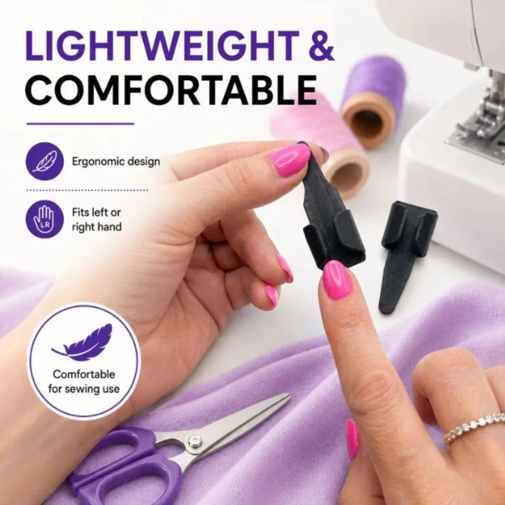 Black Sewing Finger Protector Clip Non-slip Hand-sewing Anti-prick Needle Finger Guard Open Nail Design Sewing Craft Tool