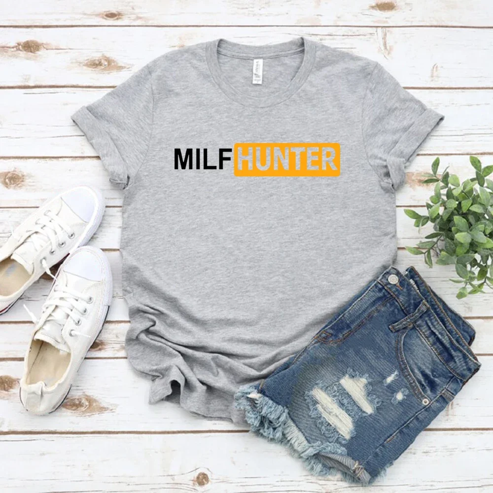 Graphic T Shirt Milf Hunter Unisex T-Shirt Funny Joke Women Short Sleeve T-shirts Casual Streetwear Top Milf Gifts Tee