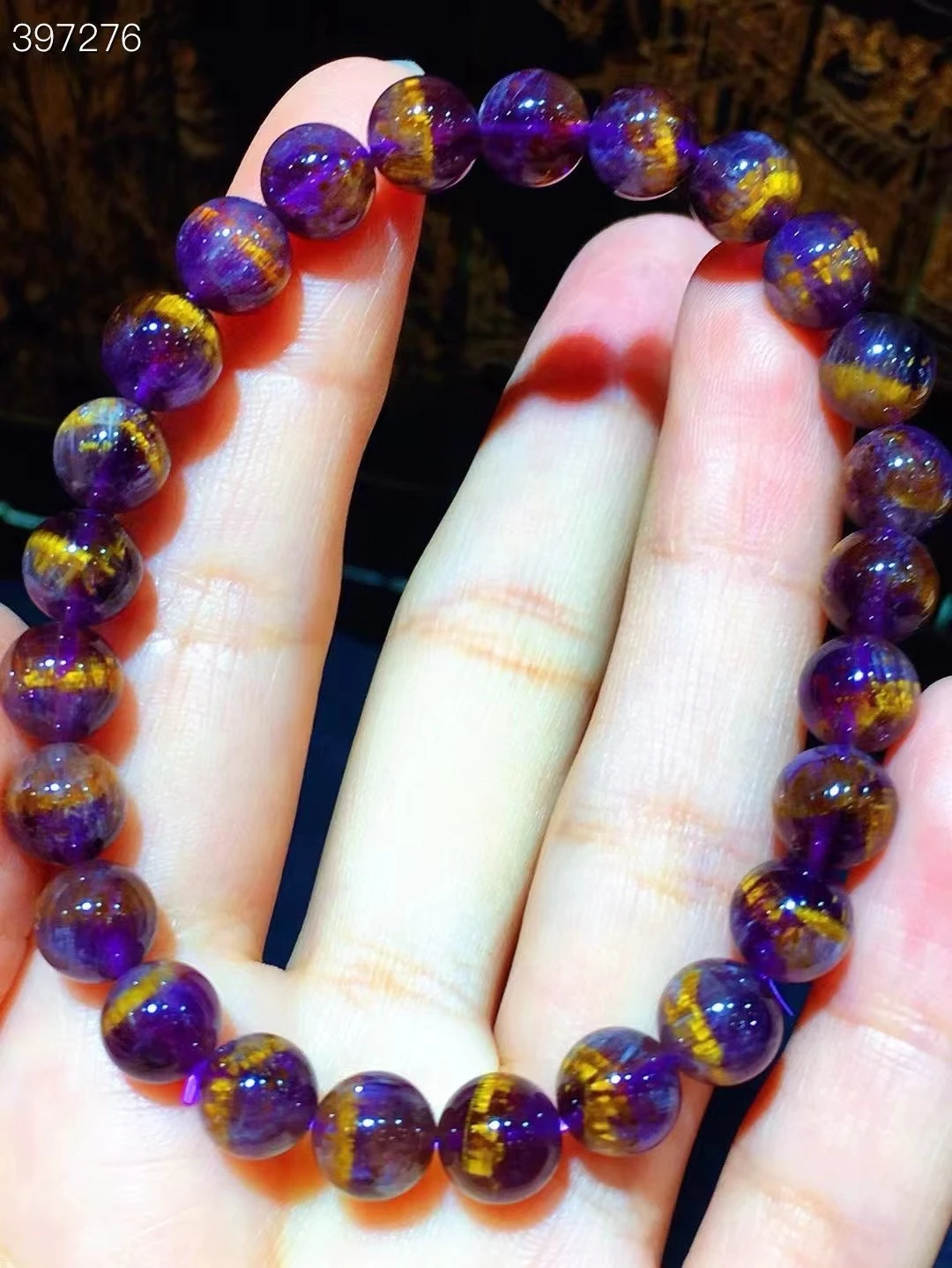 

Natural Purple Auralite 23 Cacoxenite Clear Round Beads Bracelet 7.5mm Women Men Cat Eye Canada Stretch Jewelry AAAAA