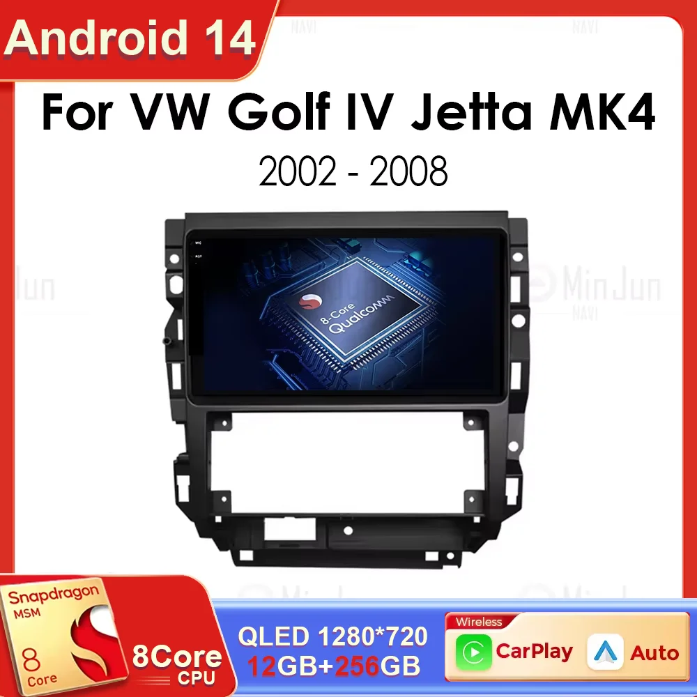 

Car Radio Android 14 For Volkswagen VW Golf 4 IV LHD 2002-2008 Jetta MK4 Classics Qualcomm Multimedia Player Carplay GPS Auto