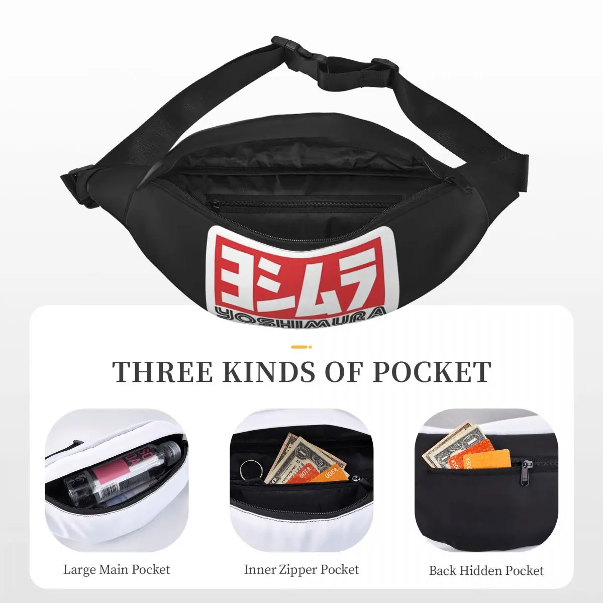 Yoshimura Exhaust Unisex Waist Bag Wielofunkcyjna chusta Torby na ramię Torby na klatkę piersiową Krótka podróżna saszetka biodrowa