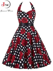 Summer Dress Women Slim Halter Vintage Dress Print Floral Elegant Tunic Party Dresses Sundress