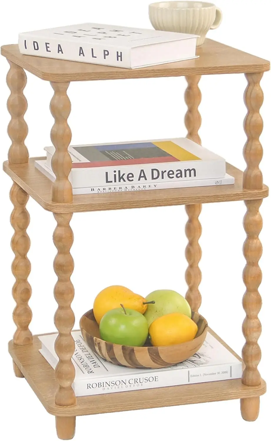 

Прикроватный столик Fultyle, современный приставной столик с 3-уровневой открытой полкой, маленький столик для спальни, прикроватные тумбочки для небольших помещений, для гостиной