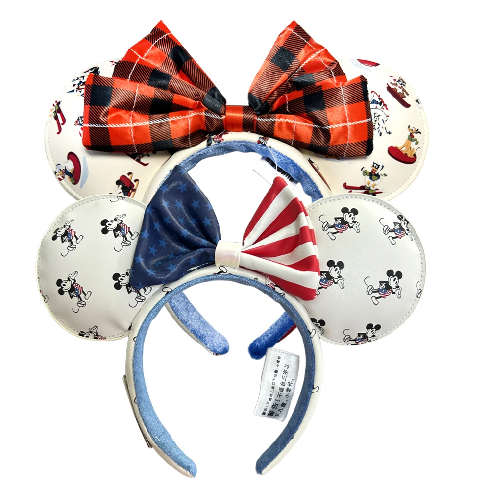 Diadema con orejas de Mickey Mouse y calabaza de PU, disfraz de Halloween, diadema, regalo de felpa, bandera de EE. UU., pelo de fiesta para niñas