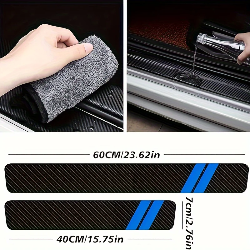 4pcs Charger Challenger Durango Tour Car threshold protector, carbon fiber car door anti-kick pad stickers, anti-dirt and ant