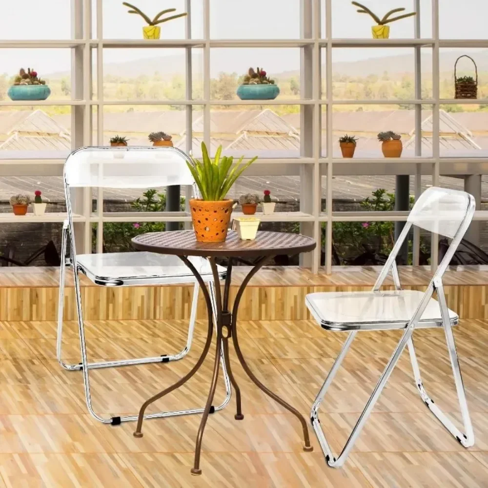 Acrylic Folding Chair Stackable Dining Chairs Office Designer Chair Household  Chairs Living Room Stool Save Space Folding Chair