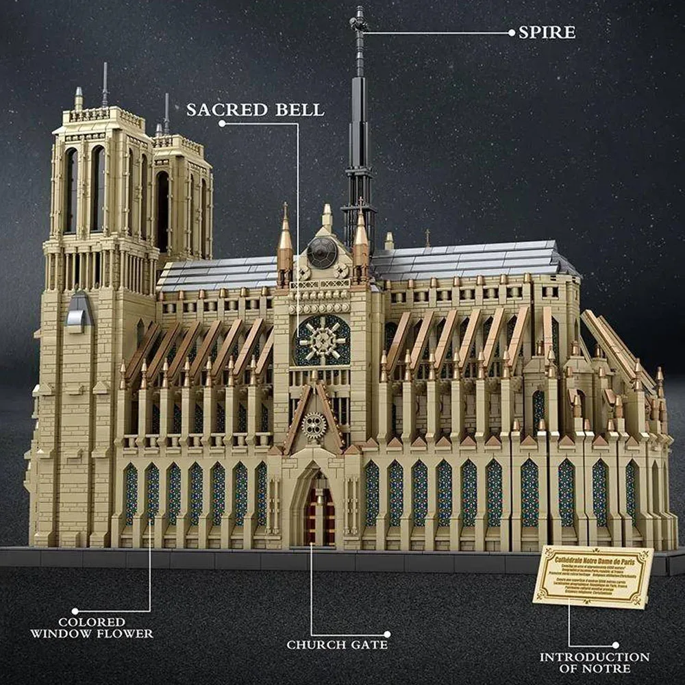 Creator 66016 สถาปัตยกรรมโลก Notre Dame Cathedral Gothic ชุดจําลอง City Modular Building Blocks ของขวัญ 8868PCS