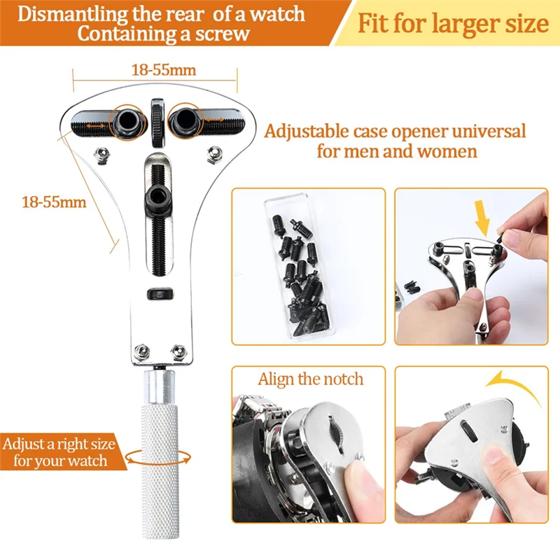 Watch Repair Kit Strap Remover Bottom Opener Repair Watch Fixing And Adjusting Tools (149 Pcs)