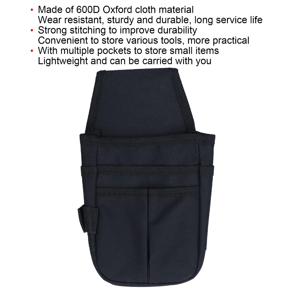 Multi Functional 600D Oxford Cloth Tool Waist Bag Multiple Pockets Black Tool Storage Bag Tool Pouch for Tool Storage