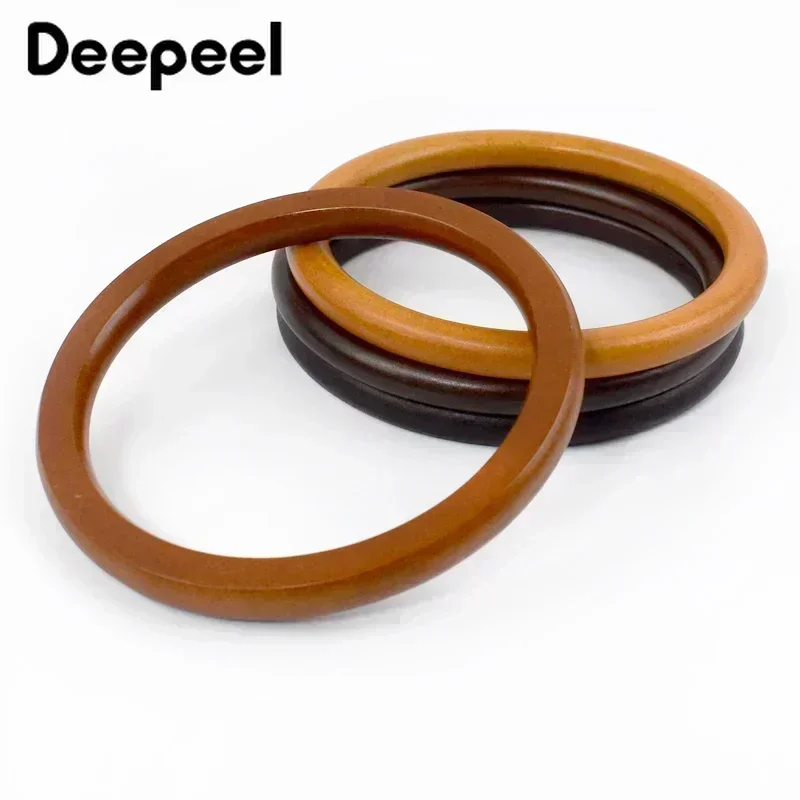 2Pcs Deepeel 14cm Round Bags Wood Handles Purse Frame Handbag Wooden Handle DIY Handmade Replacement Sewing Frames Accessories