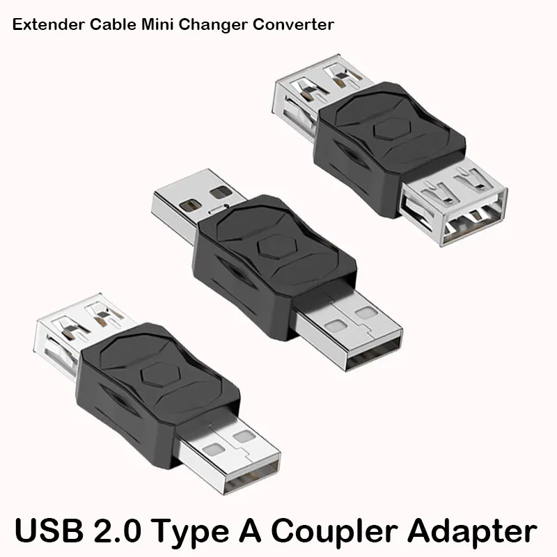 USB 2.0 Female to Female Coupler & Male to Male Extender Cable Adapter – Mini USB Connector Converter for PC, Laptop, Printers