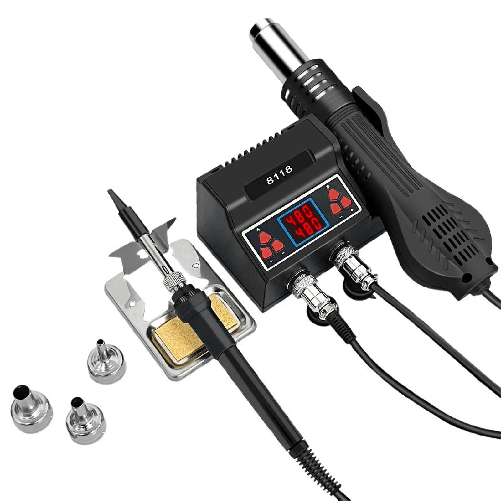 

2 in 1 Hot Air Rework and Soldering Iron Station Low Noise Phone Auto Sleep
