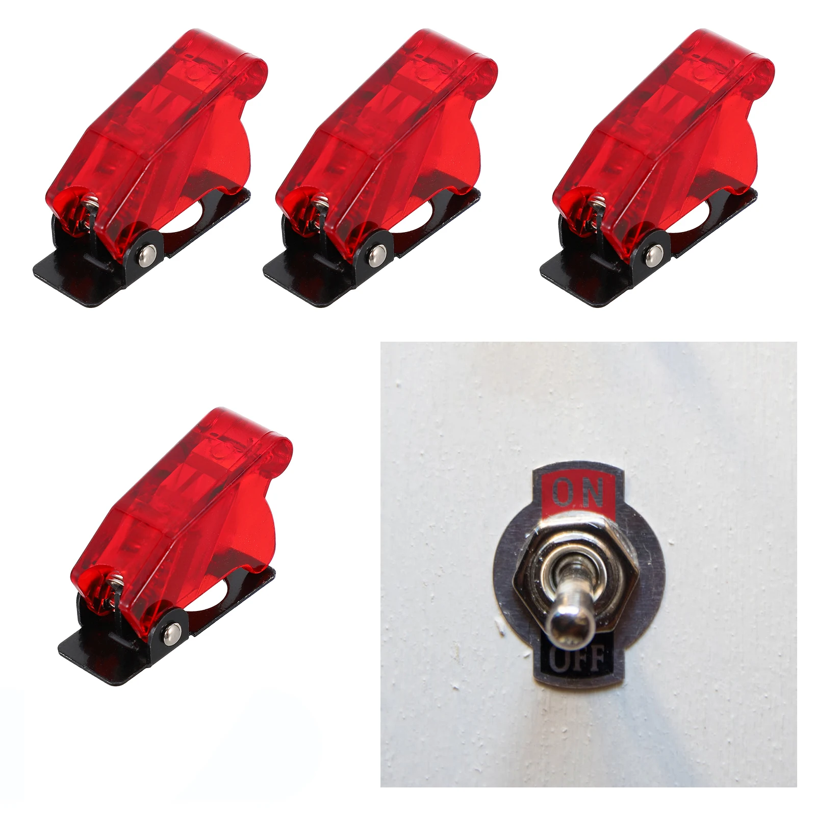 6Pcs Red Toggle Switch Covers Waterproof Dustproof Safety Guards Durable Plastic Iron for Various Uses Toggle Covers