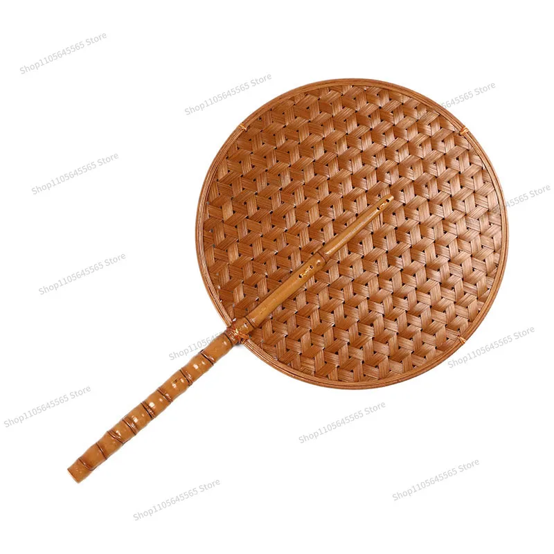 For Handmade Arhat Bamboo Braided Fan Vintage Household Summer Cooling Group Lacquered Vintage