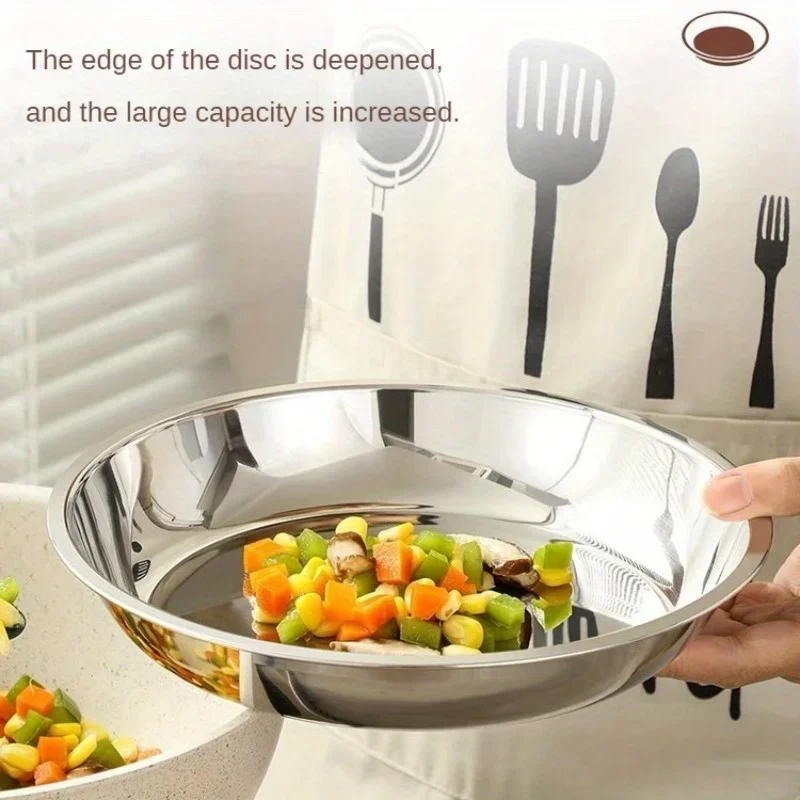 304 Stainless Steel Plate Shallow Plate Stainless Steel Plate Barbecue Plate Serving Plate Dim Sum Plate Fruit Plate