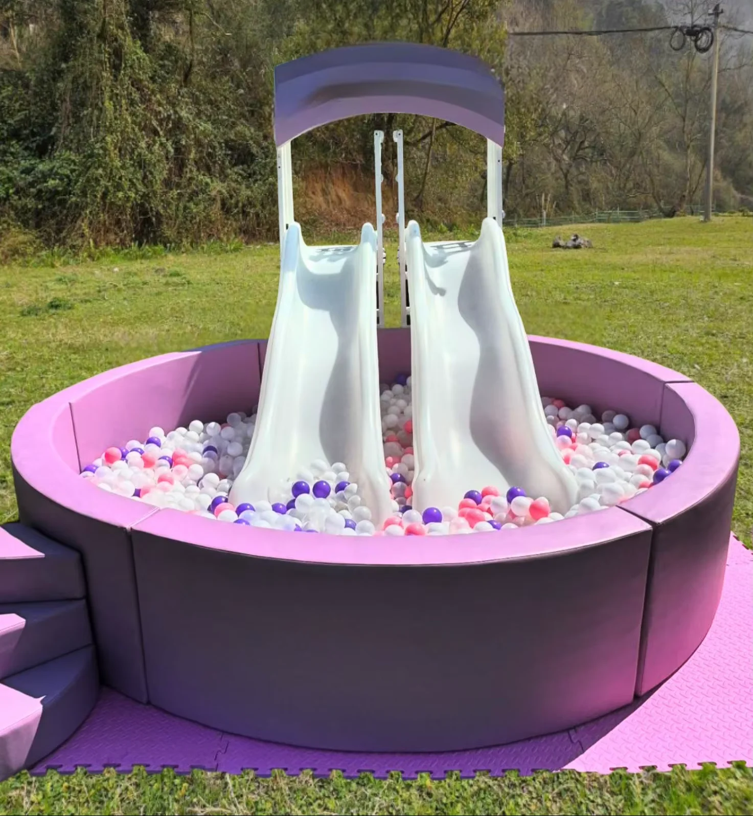 الفاخرة المنتقم الأرجواني Softplay داخلي الطفل الفينيل رغوة تسلق والانزلاق ملعب المحمولة طفل لينة اللعب والقلعة للأطفال الصغار