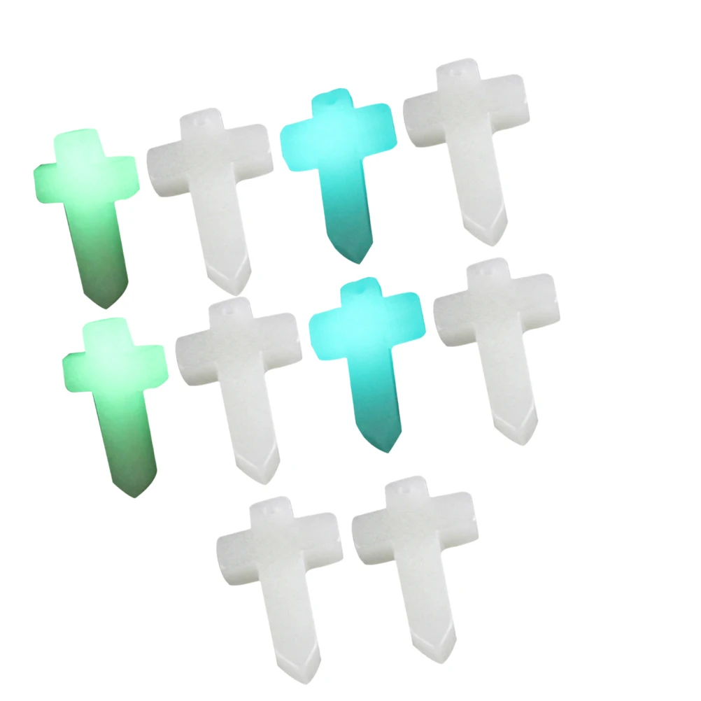 

10 Pcs Cross Shape Pendant Luminous Material Polished Nice Colors Smooth Surface DIY Necklace Bracelet Charm Glow Gift