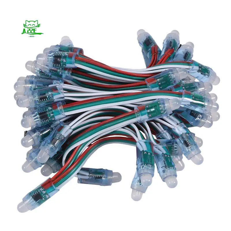 A22E-50Pcs WS2811 RGB LED Pixels Light Individually Addressable 12Mm Diffused Digital Full Color LED Pixel Module Light DC12V