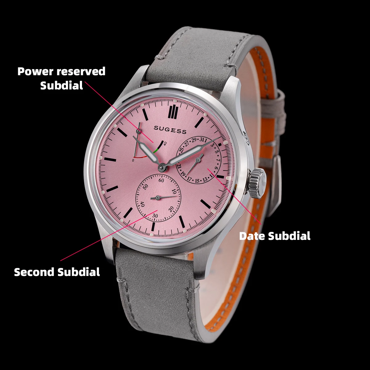 Sugess ساعة رجالية أوتوماتيكية ساعات المعصم للأعمال ST1787 جنيف المشارب حركة رقيقة جدا ساعة العلامة التجارية الأعلى موضة عادية S458