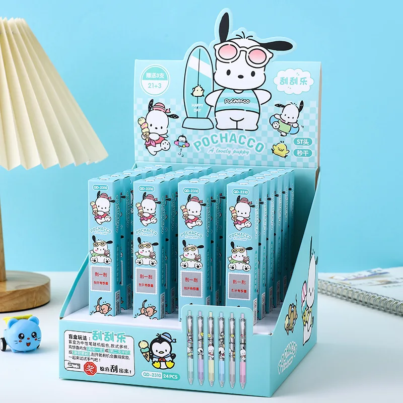 24 pcs/lot Sanrio Kawaii Pochacco Gel Pen Cute 0.5mm Black Ink Neutral Pens Promotional Gift Office School Supplies