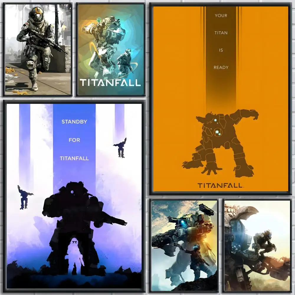 Póster de Game T-T-Titanfall 2 HD, autoadhesivo, impermeable, arte de pared, Ideal para el hogar, oficina, dormitorio, gran regalo