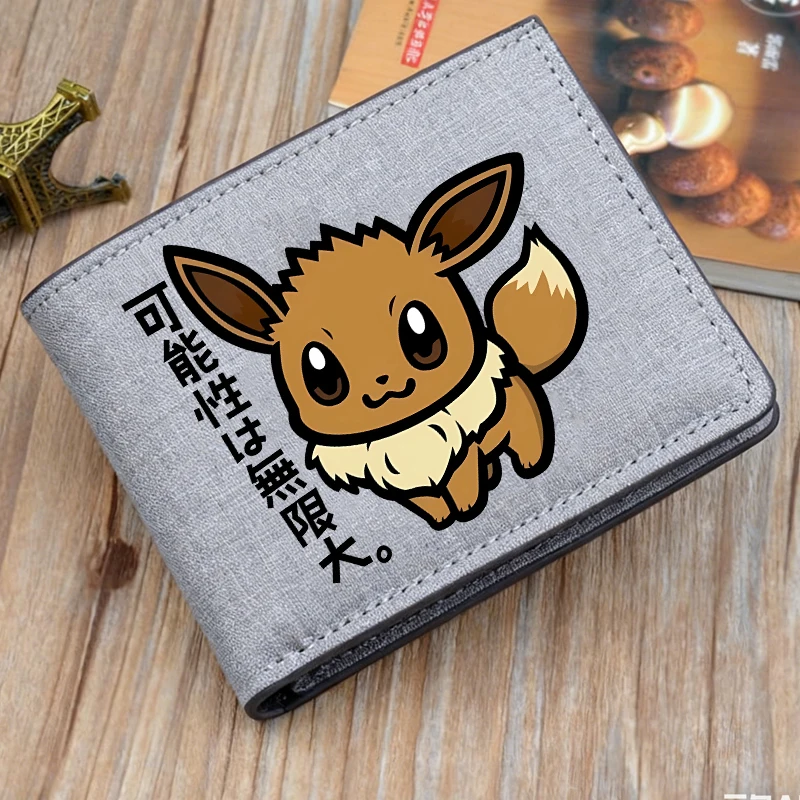 pokemon-canvas-men's-wallets-anime-pikachu-id-card-holders-printed-eevee-multi-card-slot-folding-short-coin-purses-boys-bag-gift