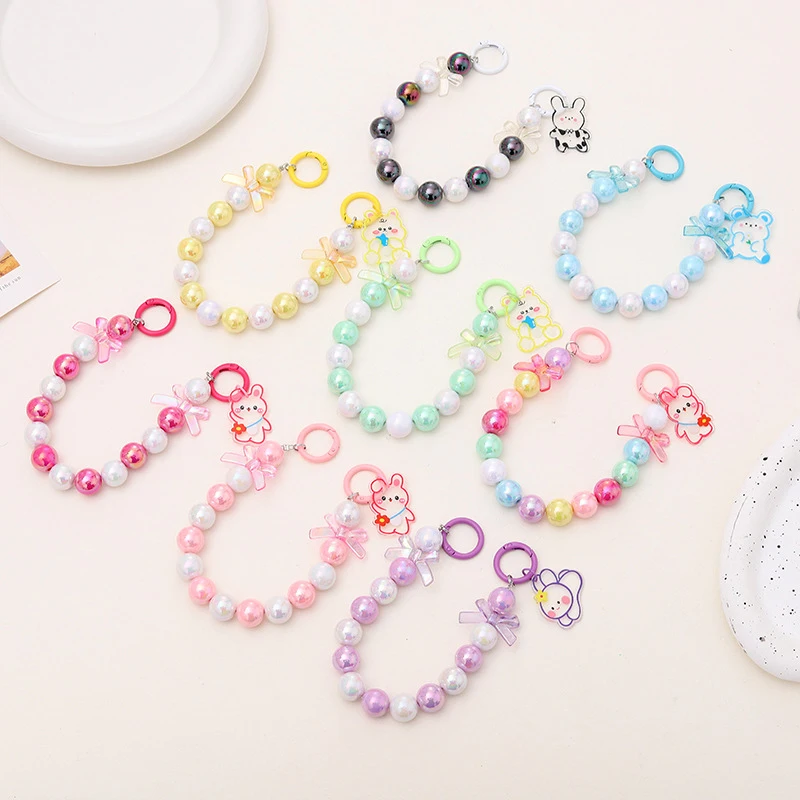 Colorful Mermaid Gradient Beaded Mobile Phone Chain Anti-Lost Phone Lanyard Keychain Bag Hand Chain Earphone Camera Chain