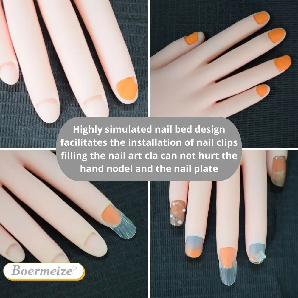 柔軟なソフトネイル練習用ハンドモデル、マニキュアトレーニング用の曲げ可能なフェイクハンドネイルサロンツール