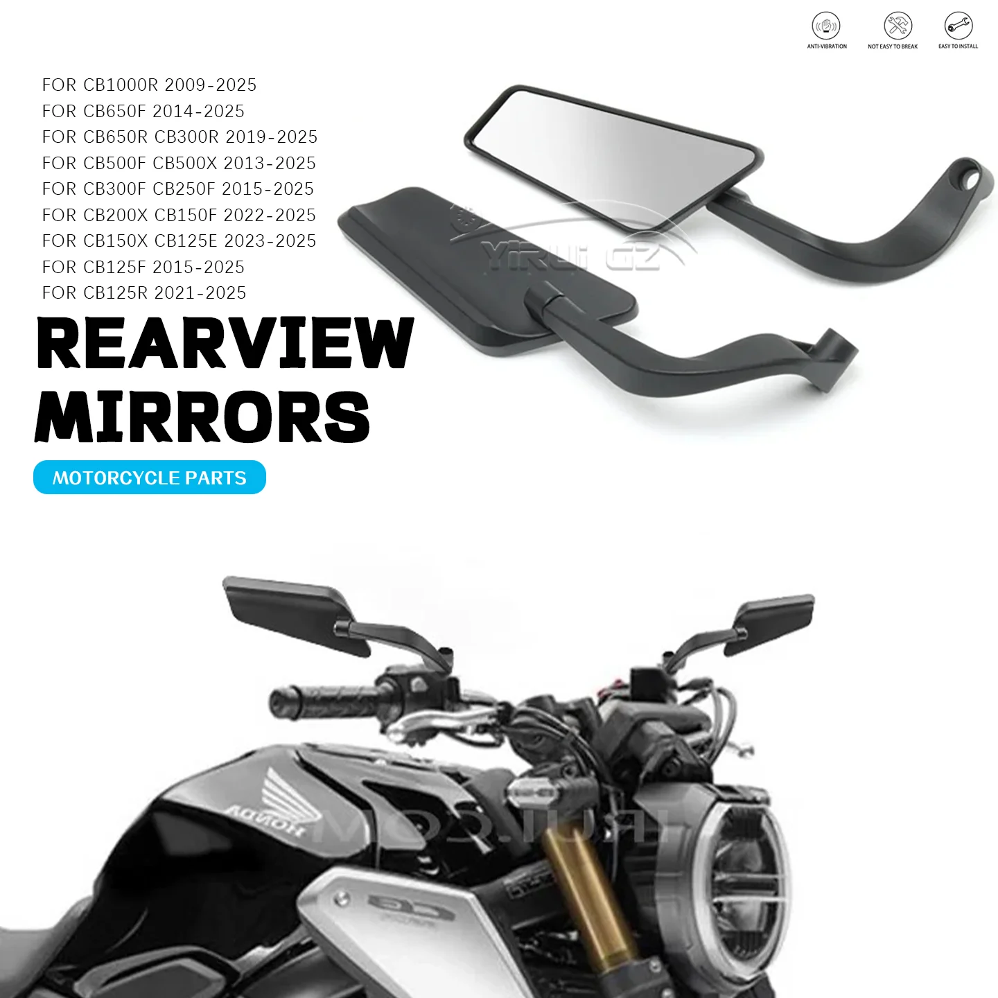 

Для HONDA CB650R CB500F CB1000R новое зеркало бокового вида ветрокрыло Stealth Winglets зеркала заднего вида для мотоцикла CB750 CB400F XADV750