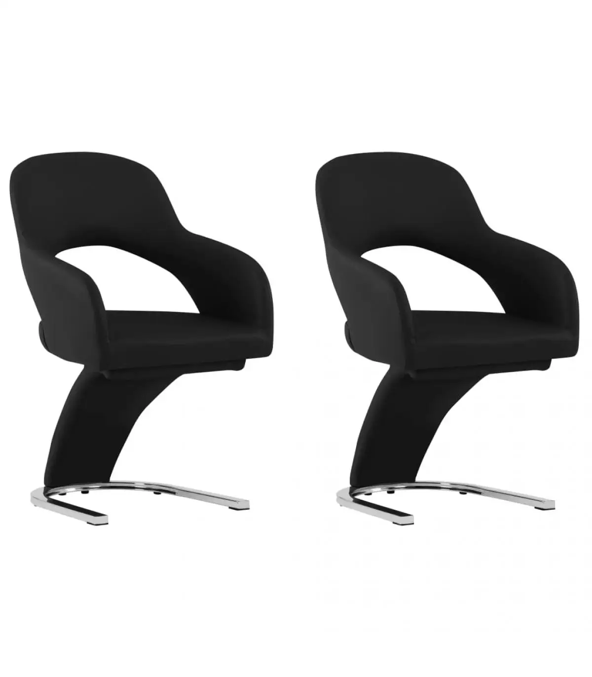 Dining chairs dining chairs 2 units black synthetic leather