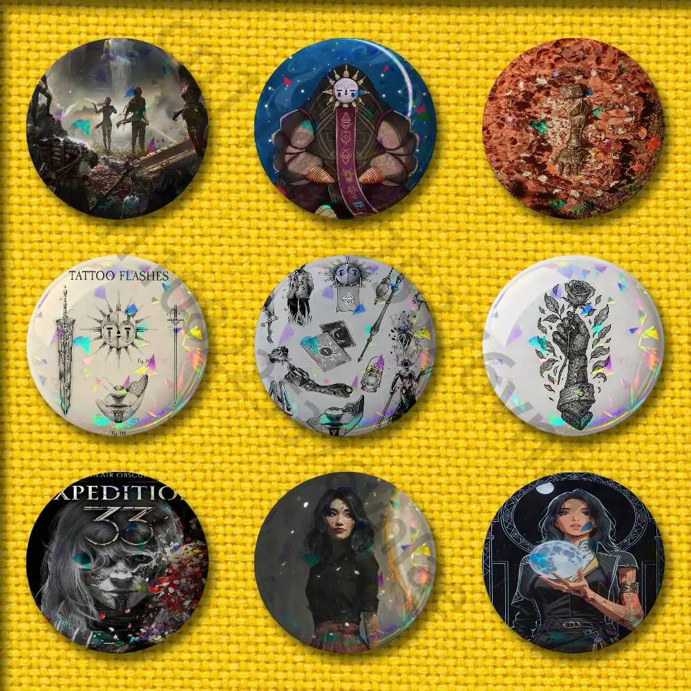 كلير Obscur إكسبيديشن 33 شارات 75 مللي متر 25 مللي متر 44 مللي متر 32 مللي متر 58 مللي متر دبوس مستدير بروش تذكارية الملابس تأثيري هدية اكسسوارات