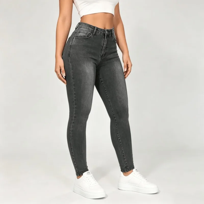 Women Black High Waist Skinny Jeans Butt Lifting Slim Fit Stretch Pencil Denim Pants Casual Elastic Tight Long Trousers