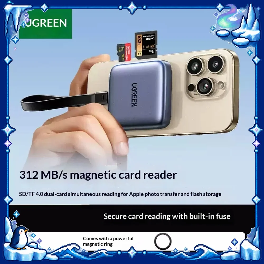 UGREEN CM898 Magnetic Card Reader SD TF Dual Slot Type C 312MB/s USB 3.0 for Phone Tablet Laptop